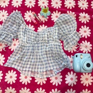 Forever 21 Blue and White Gingham Blouse
